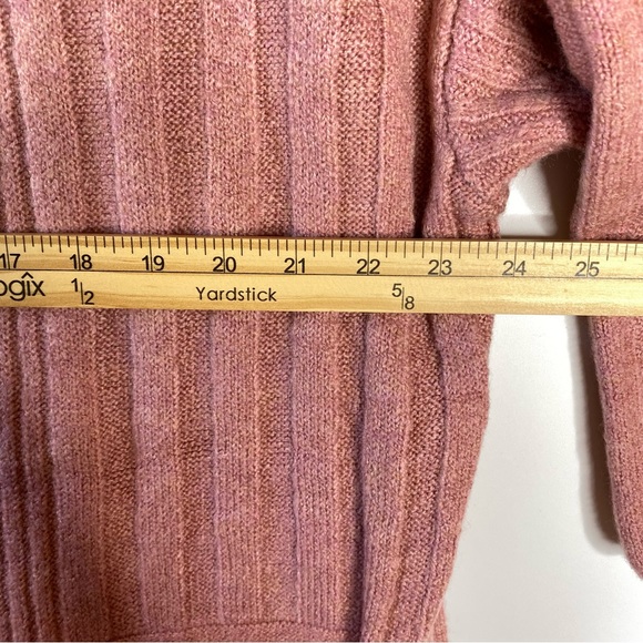 Topshop Women Open Front Cardigan Sz XS Dusty Pink Ribbed Pockets Drop Shoulder - Picture 11 of 13
